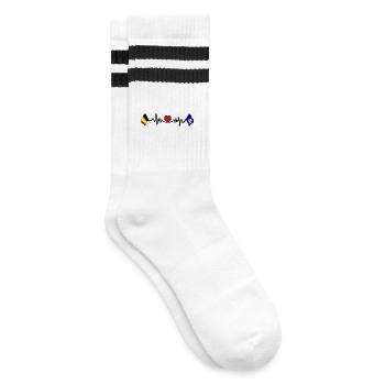 Cardio coeur Drapeau Belgique, Bruxelles - Chaussettes de tennis - blanc/noir - Droite