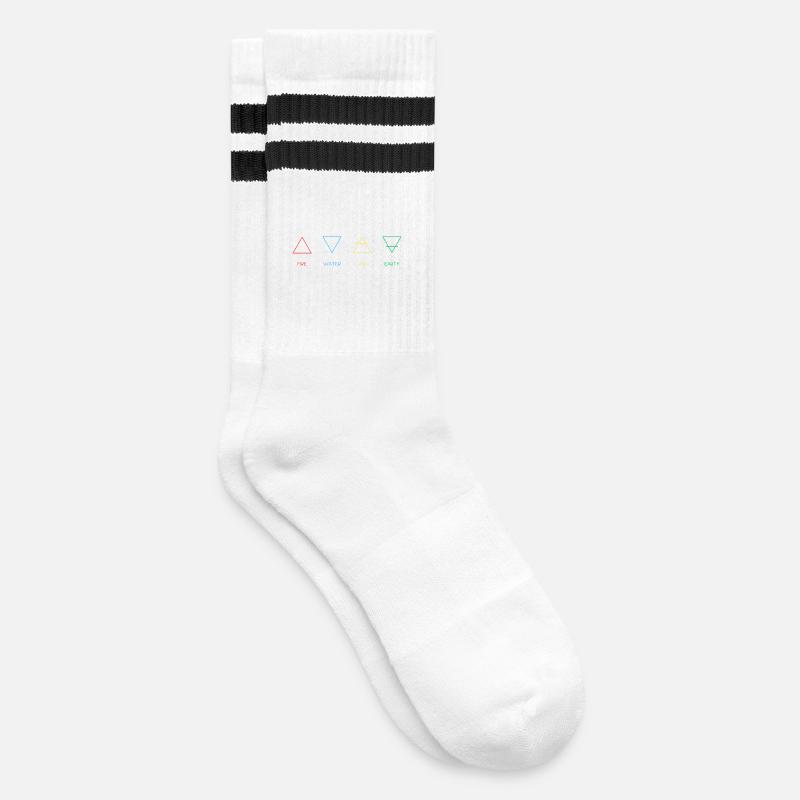 Vier Elemente - Gestreifte Tennissocken - Weiß/Schwarz