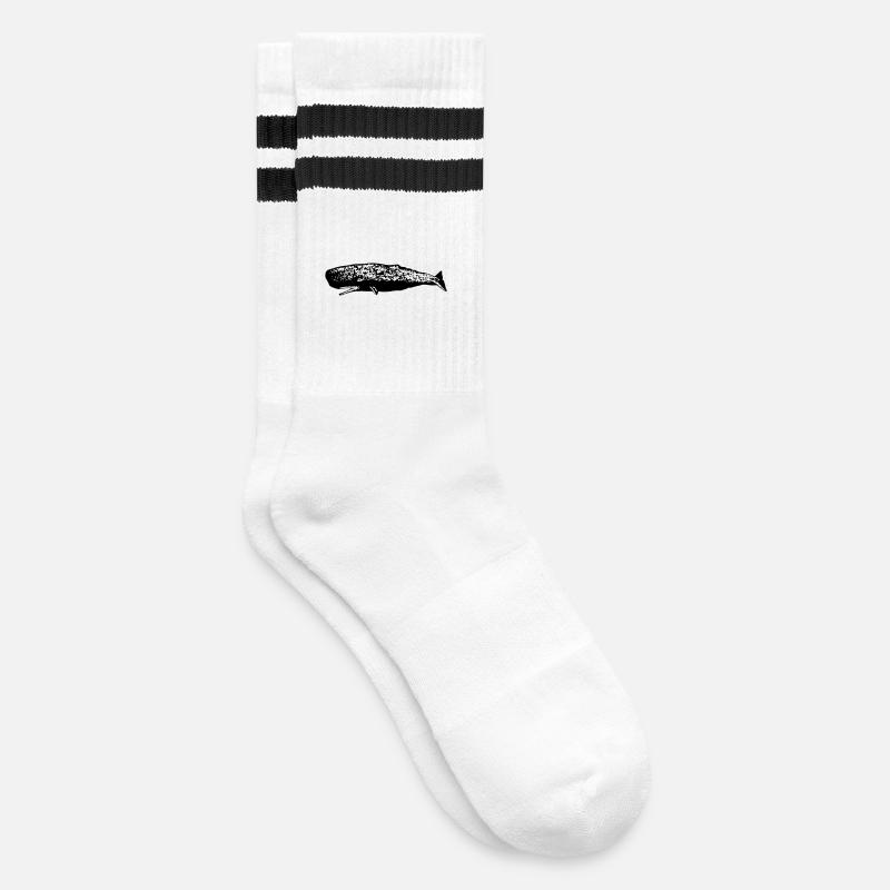 Pottwal - Gestreifte Tennissocken - Weiß/Schwarz