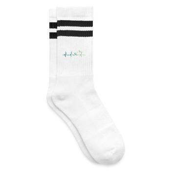 Kitesurfing Heartbeat Kiteboard Surf - Striped tennis socks - white/black - Right