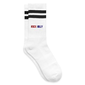 Vibrant Rock Billy Retro Design - Striped tennis socks - white/black - Right