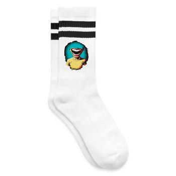 LOL 02 - Gestreifte Tennissocken - Weiß/Schwarz - Rechts