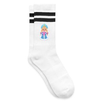 Ded Moroz Snegurotschka russischer Weihnachtsmann - Gestreifte Tennissocken - Weiß/Schwarz - Rechts