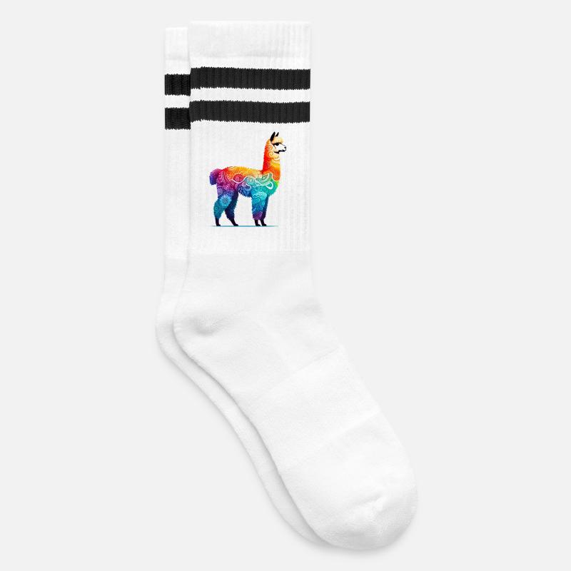 Alpaka - Gestreifte Tennissocken - Weiß/Schwarz