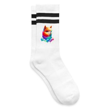 Alpaka - Gestreifte Tennissocken - Weiß/Schwarz - Rechts