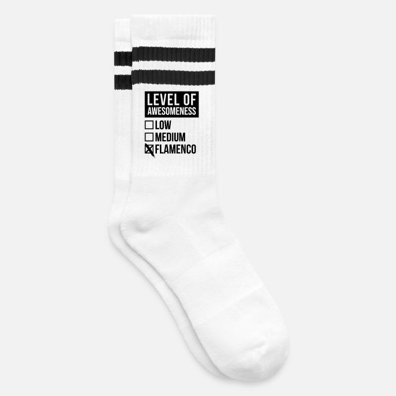 Flamenco - Gestreifte Tennissocken - Weiß/Schwarz
