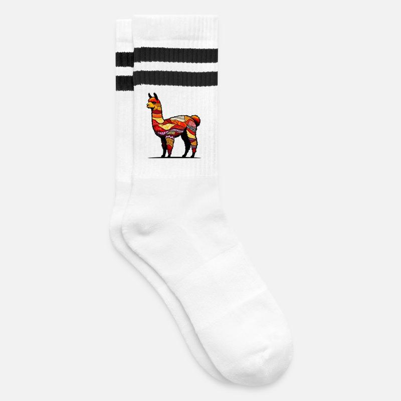 Alpaka - Gestreifte Tennissocken - Weiß/Schwarz
