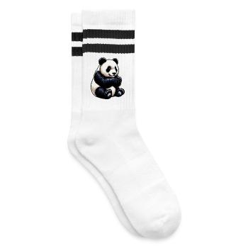 Panda - Gestreifte Tennissocken - Weiß/Schwarz - Rechts