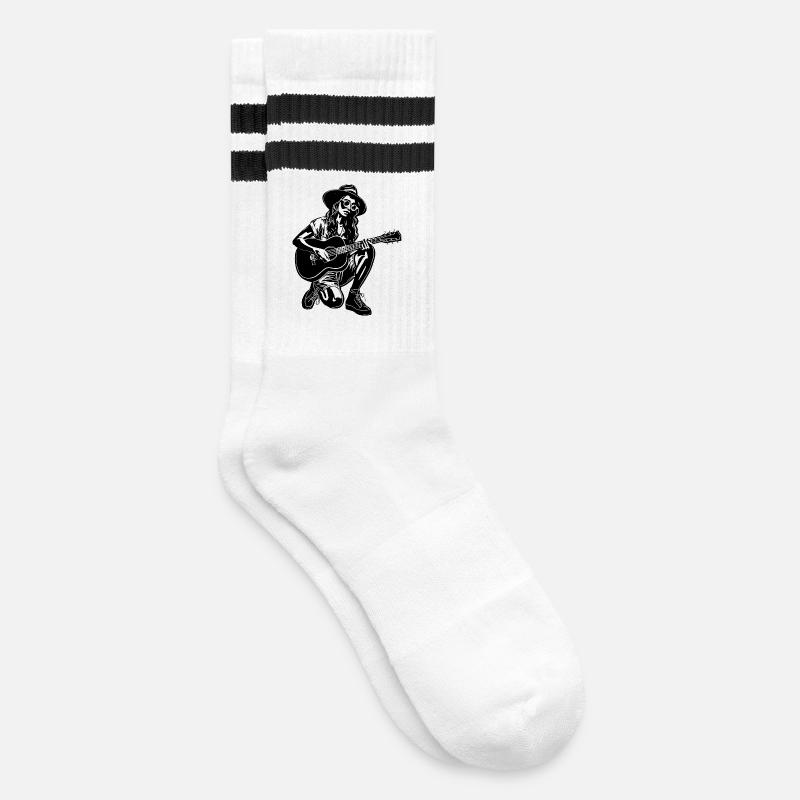 Gitarrist Mädchen - Gestreifte Tennissocken - Weiß/Schwarz