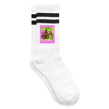 Butterfly Effect Photo Design - Striped tennis socks - white/black - Right