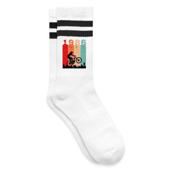 1986 Vintage - Gestreifte Tennissocken - Weiß/Schwarz - Rechts