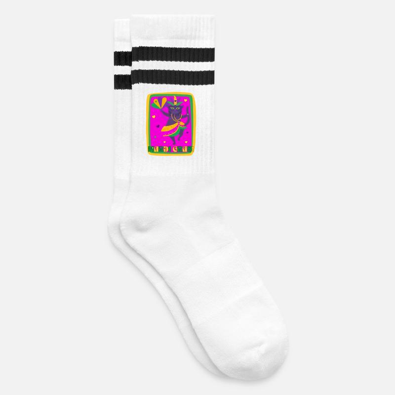 Chat dansant du Mardi Gras - Chaussettes de tennis - blanc/noir