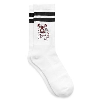 Bulldogge amerikanische Bulldogge Bulldoggen  - Gestreifte Tennissocken - Weiß/Schwarz - Rechts