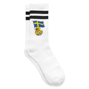 Schweden Fußball Fan Shirt für stolze Fans - Gestreifte Tennissocken - Weiß/Schwarz - Rechts