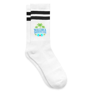 Malle 2026 Mallorca Drinking Club - Gestreifte Tennissocken - Weiß/Schwarz - Rechts