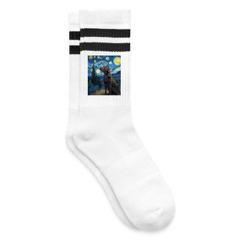Labrador Retriever - Striped tennis socks - white/black - Right