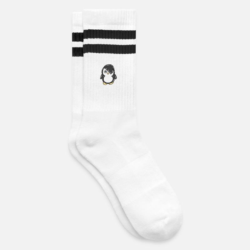 penguin - Striped tennis socks - white/black