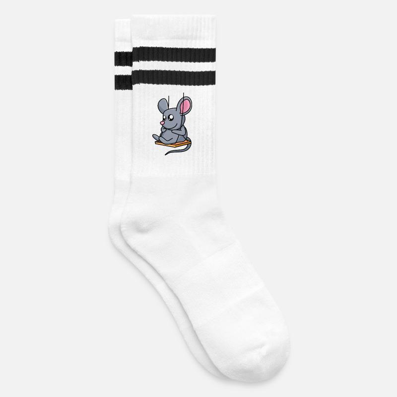 Mäuseschaukel - Gestreifte Tennissocken - Weiß/Schwarz