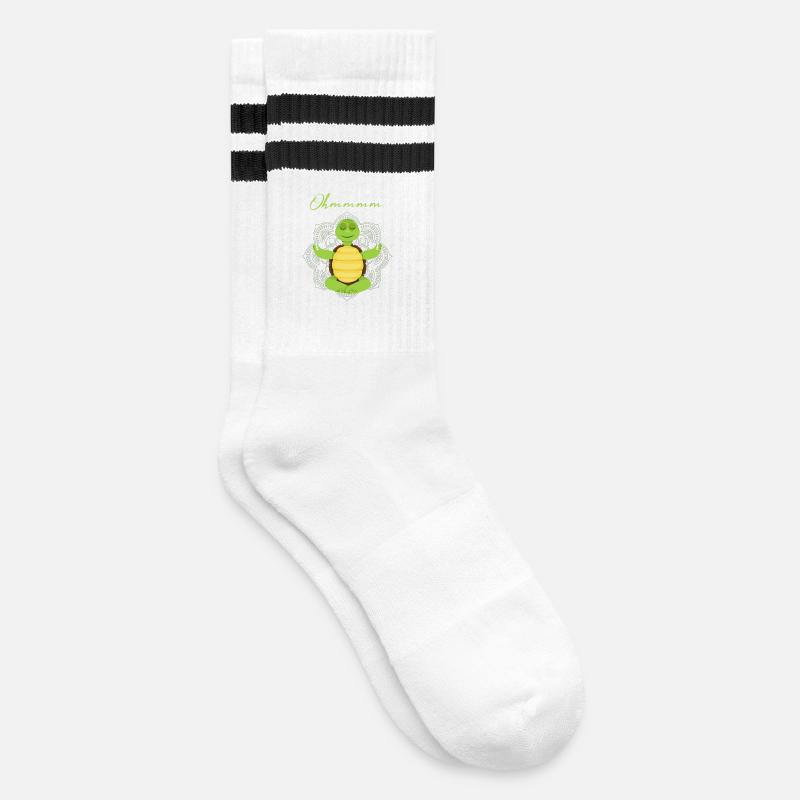 Schildkröte - Gestreifte Tennissocken - Weiß/Schwarz