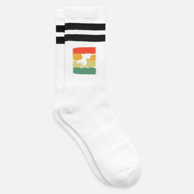 Drache Drachen - Gestreifte Tennissocken - Weiß/Schwarz