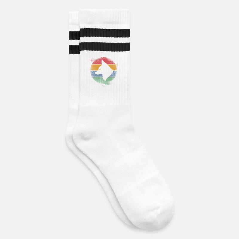 Fuchs - Gestreifte Tennissocken - Weiß/Schwarz