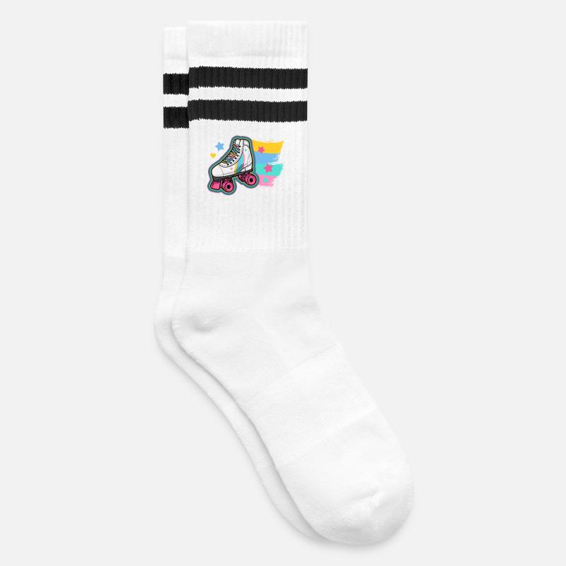 Rollschuhlaufen Rollschuhe - Gestreifte Tennissocken - Weiß/Schwarz