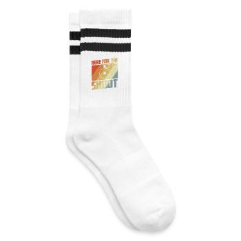 Hier für das Fotoshooting - Gestreifte Tennissocken - Weiß/Schwarz - Rechts
