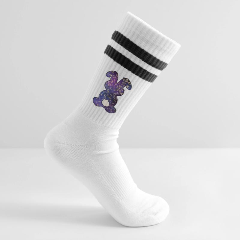 Leopard Pattern Rabbit Easter Striped tennis socks