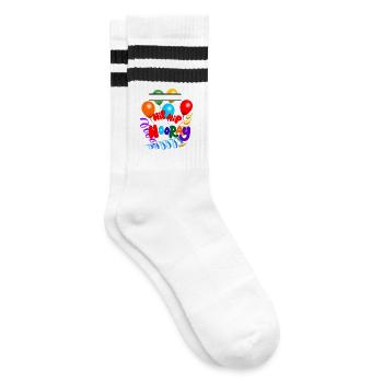Hüfte Hurra Luftballons und Girlanden Namensbanner - Gestreifte Tennissocken - Weiß/Schwarz - Rechts