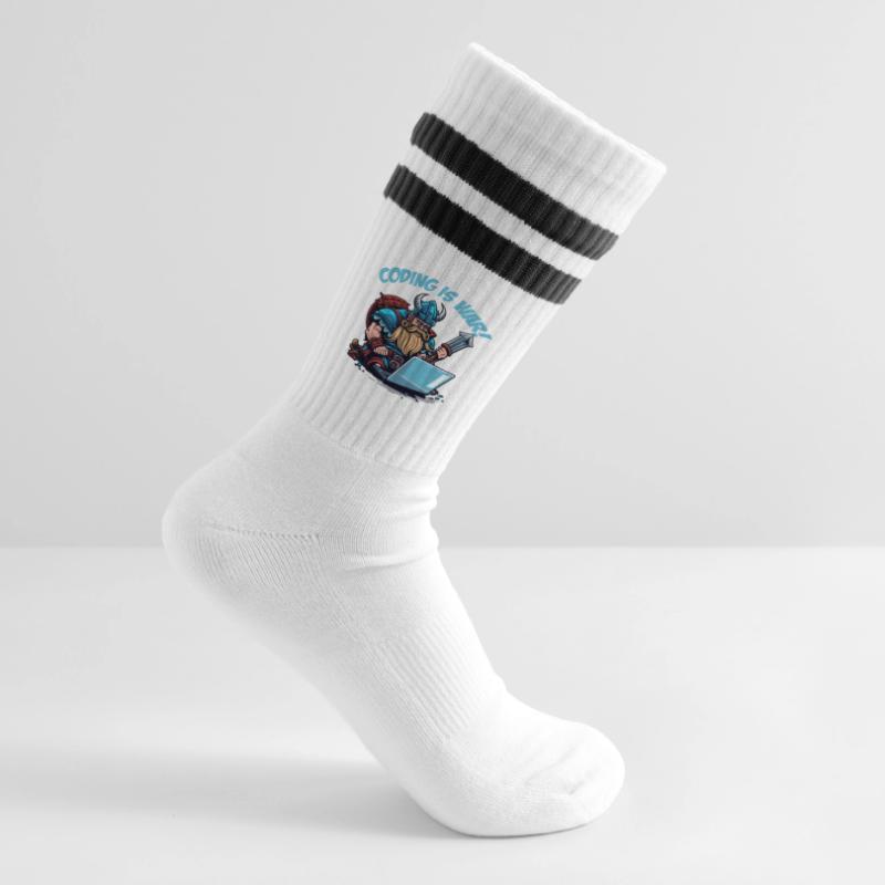 "Coding is war" Vikings Striped tennis socks
