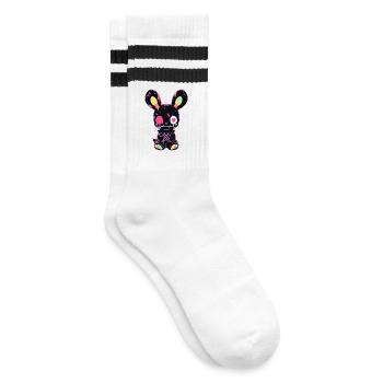 Goth Bunny Kawaii Hase Cute Gothik Outfit Grunge - Gestreifte Tennissocken - Weiß/Schwarz - Rechts