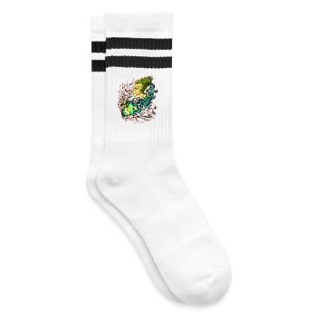 Weiße Magie - Gestreifte Tennissocken - Weiß/Schwarz - Rechts