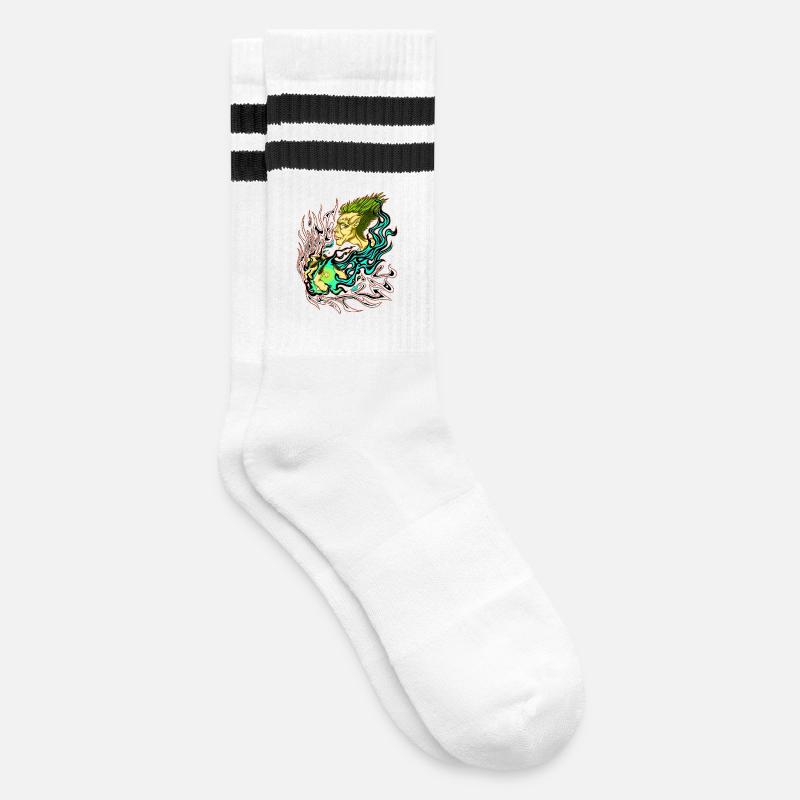 Weiße Magie - Gestreifte Tennissocken - Weiß/Schwarz