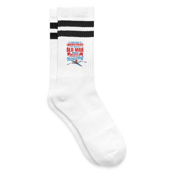 Never Underestimate An Old Rower - Gestreifte Tennissocken - Weiß/Schwarz - Rechts