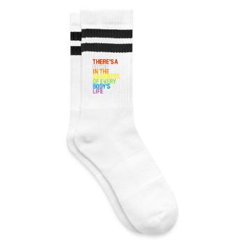 There's a light / Es gibt ein Licht in Dunkeln - Striped tennis socks - white/black - Right