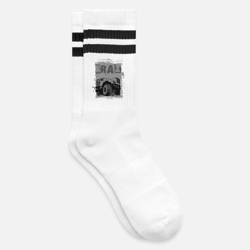 KRAZ LKW - Gestreifte Tennissocken - Weiß/Schwarz
