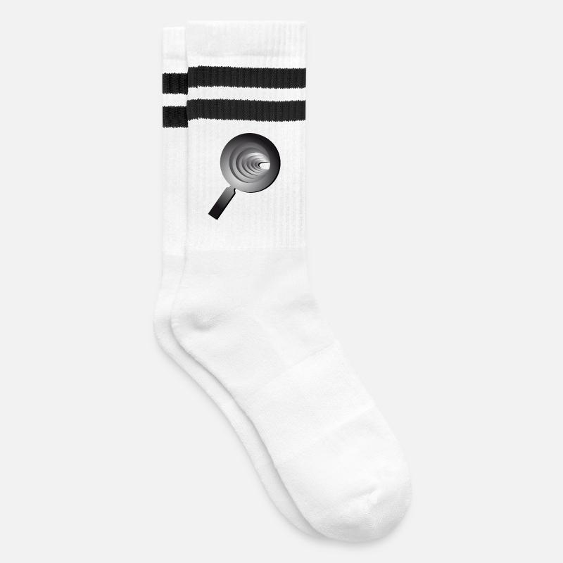 3D magnifying glass - Lupe - Gestreifte Tennissocken - Weiß/Schwarz