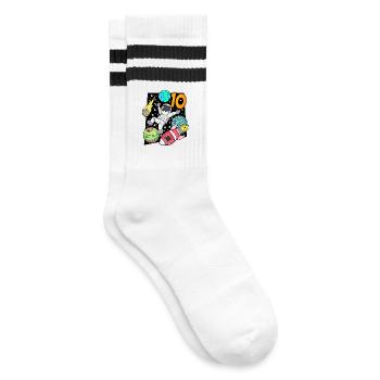 10 Birthday Boy Astronaut Rocket - Ten Years - Striped tennis socks - white/black - Right