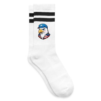 USA Aviator Eagle - Striped tennis socks - white/black - Right