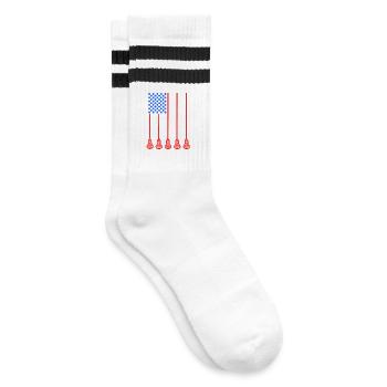 USA 4th of July Lacrosse - Striped tennis socks - white/black - Right