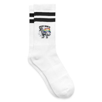 Love is Love – LGBTQIA+ Pride Heart Design - Striped tennis socks - white/black - Right