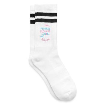 Eis - Fitness - Gestreifte Tennissocken - Weiß/Schwarz - Rechts