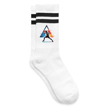 Boxeur Silhouette sur Triangles Colorés - Chaussettes de tennis - blanc/noir - Droite