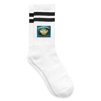 Brothers in the heart with wings and heart lock - Striped tennis socks - white/black - Right