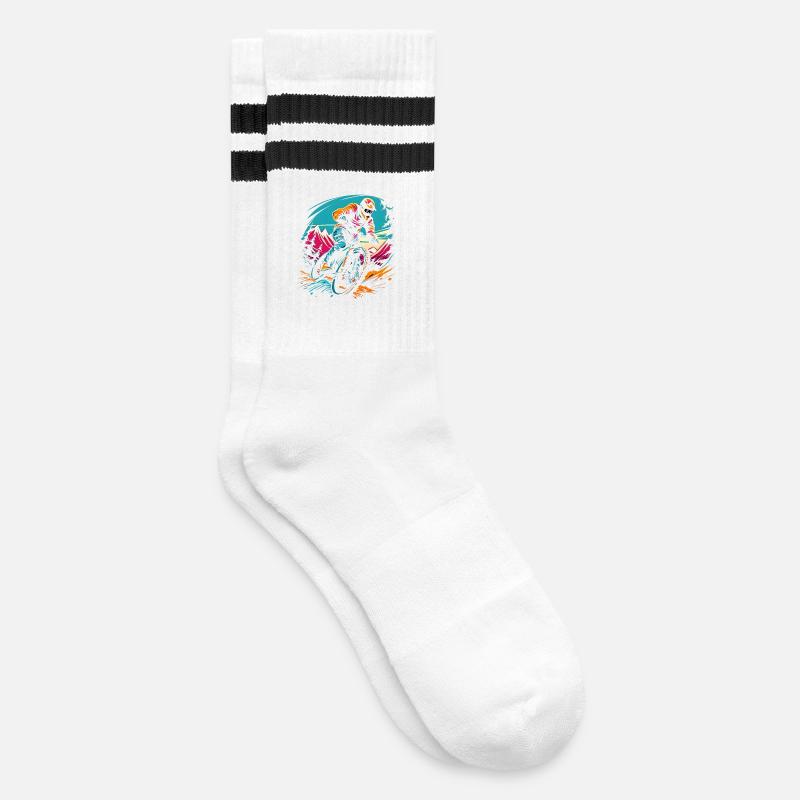 Mountainbiken - Gestreifte Tennissocken - Weiß/Schwarz