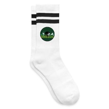 Rhythmen auf grünem Vinyl - Gestreifte Tennissocken - Weiß/Schwarz - Rechts