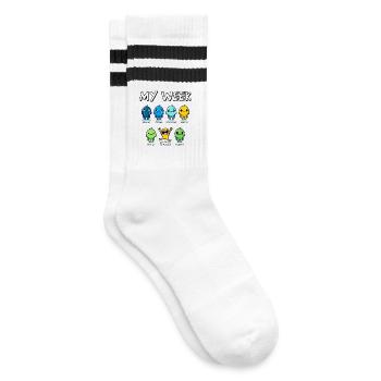 Meine Woche Lustige Tage der Woche Cartoon Art Design - Gestreifte Tennissocken - Weiß/Schwarz - Rechts