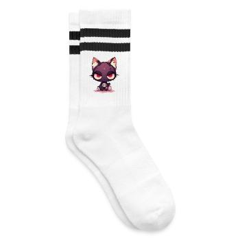 Poupée Chat Goth E-Girl Chat Grunge Cadeau - Chaussettes de tennis - blanc/noir - Droite