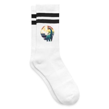 Brachiosaurus 4 Years 4th Birthday Gift - Striped tennis socks - white/black - Right