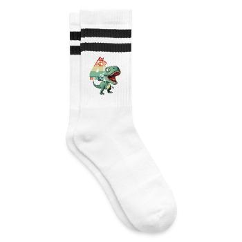 T-Rex Tyrannosaurus 4 Years 4th Birthday Gift - Striped tennis socks - white/black - Right